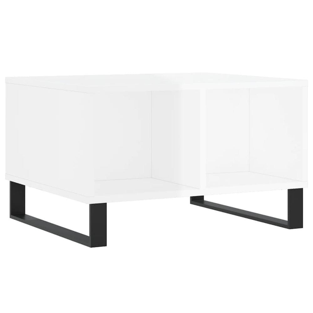 Vidaxl Konferenčný stolík lesklý biely 60x50x36,5 cm spracované drevo